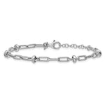 Leslie's Sterling Silver RH-plated Polished Fancy Link w/1in ext. Bracelet - Product Photo