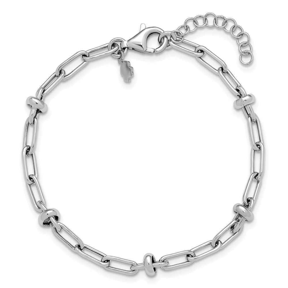 Leslie's Sterling Silver RH-plated Polished Fancy Link w/1in ext. Bracelet - Product Photo