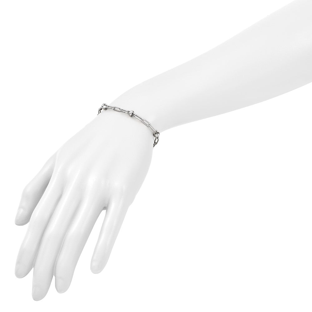 Leslie's Sterling Silver RH-plated Polished Fancy Link w/1in ext. Bracelet - Product Photo