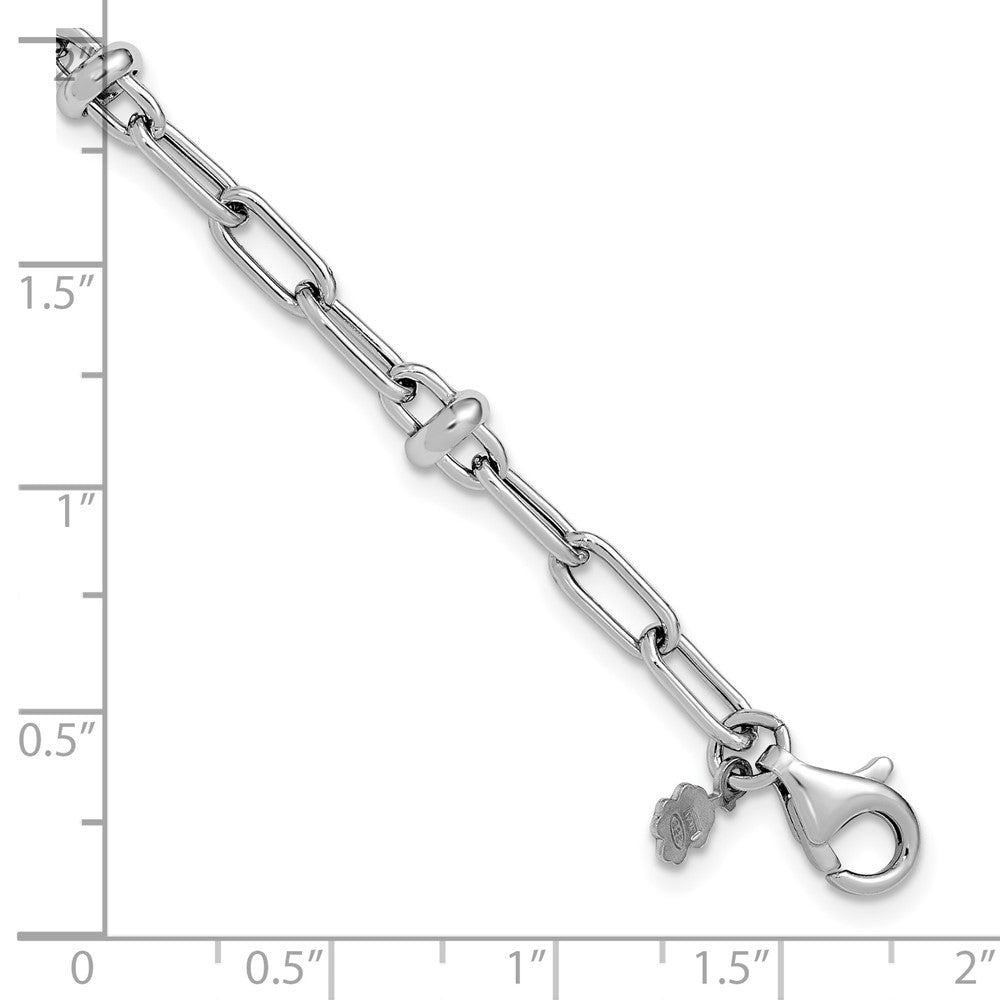 Leslie's Sterling Silver RH-plated Polished Fancy Link w/1in ext. Bracelet - Product Photo