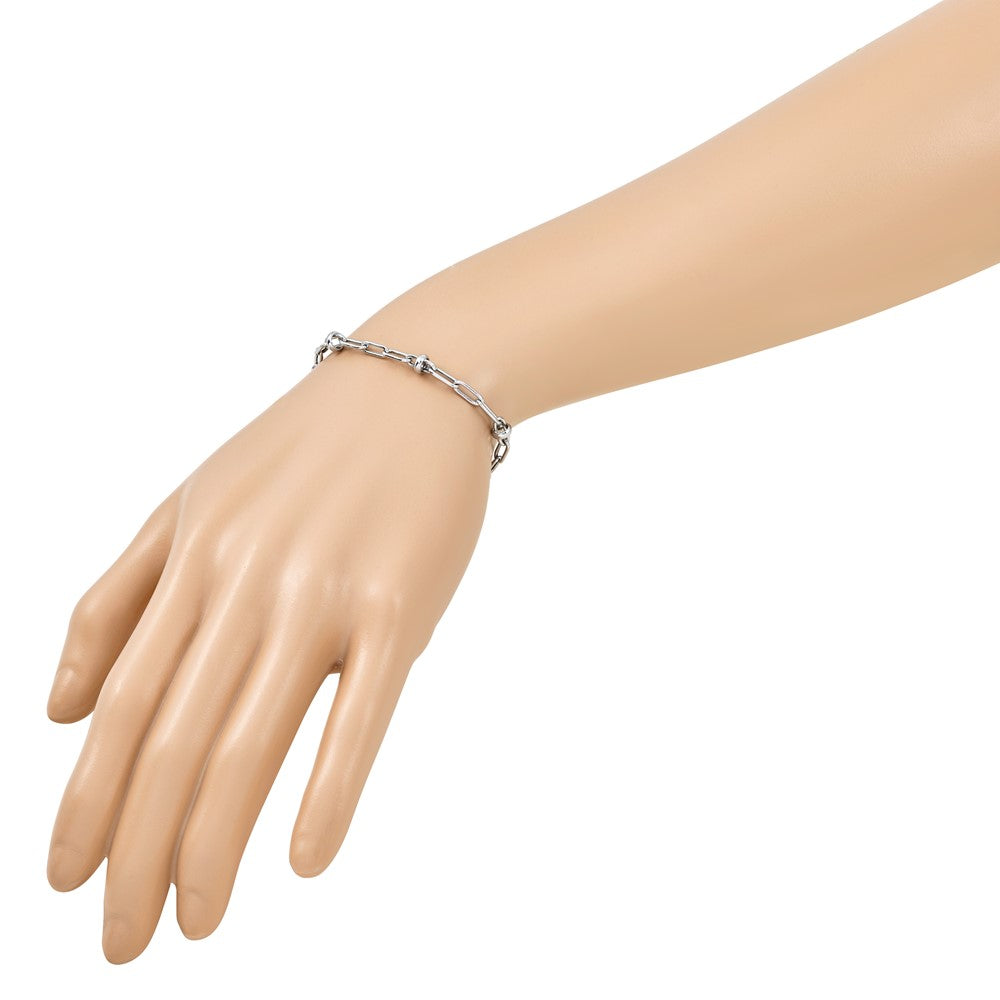 Leslie's Sterling Silver RH-plated Polished Fancy Link w/1in ext. Bracelet - Product Photo