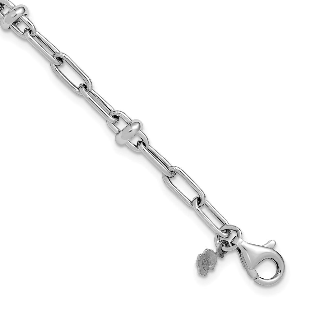 Sterling Silver RH-plated Polished Fancy Link with 1in ext. Bracelet