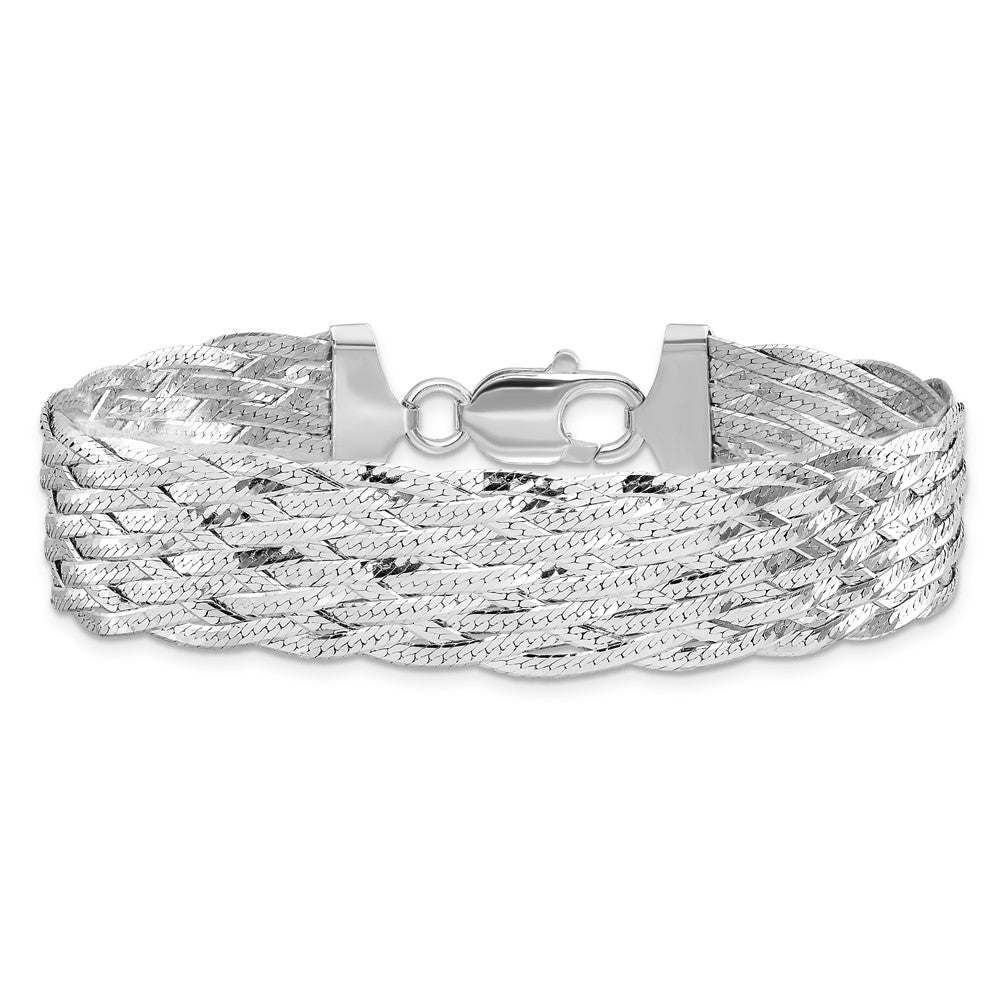 Leslie's Sterling Silver RH-plated Polished Braided Bracelet - Product Photo