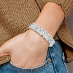 Leslie's Sterling Silver RH-plated Polished Braided Bracelet - Product Photo