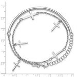 Leslie's Sterling Silver RH-plt Polished Crosses w/2in ext. Wrap Bracelet - Product Photo