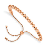 Leslie's Sterling Silver Rose-tone Polished Beaded Adjustable Bracelet - Product Photo
