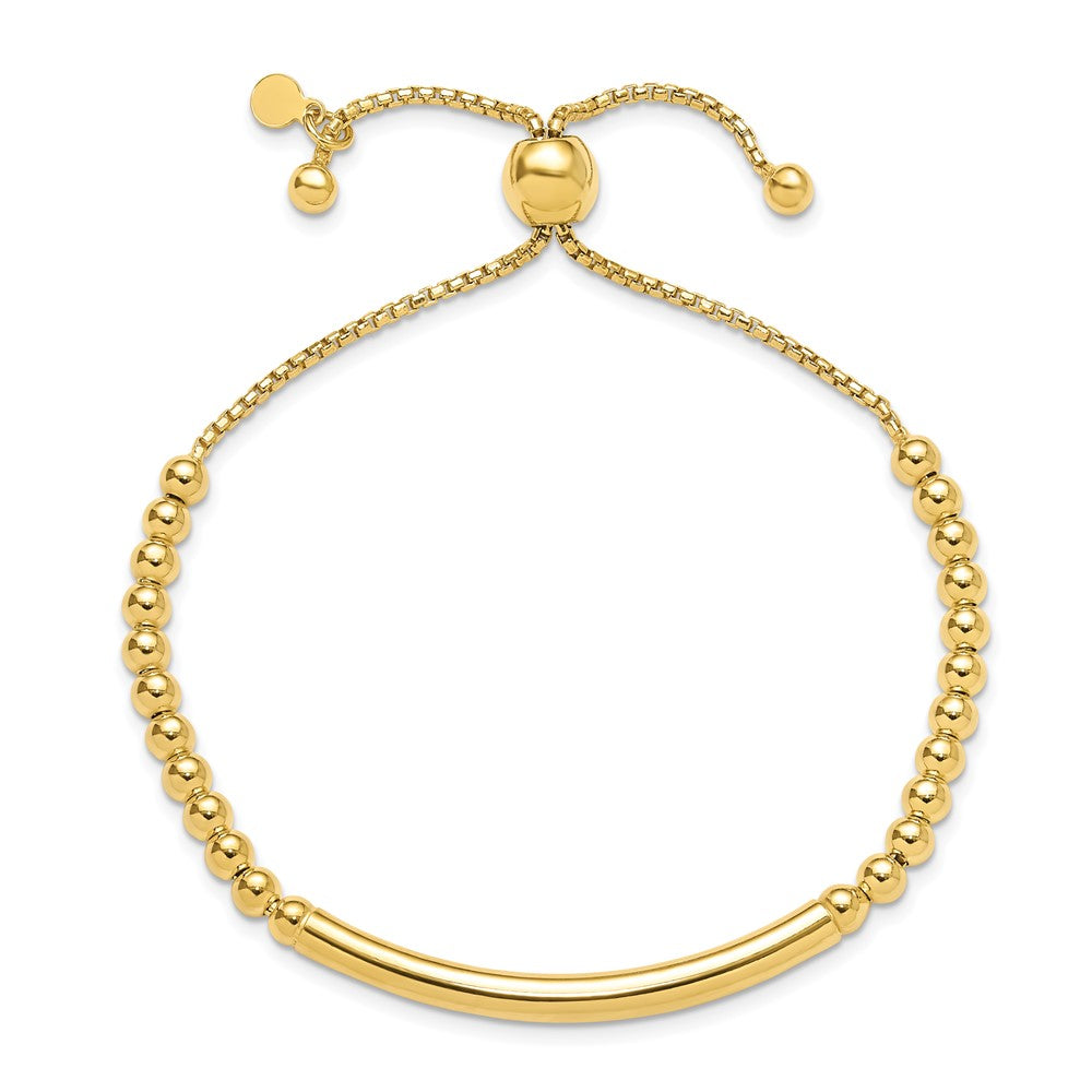 Leslie's Sterling Silver Gold-plated Beaded Adjustable Bracelet - Product Photo