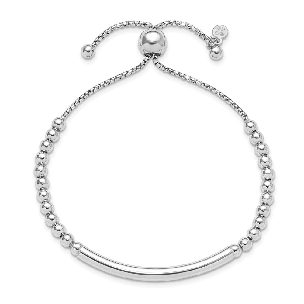 Leslie's Sterling Silver RH-plated Polished Beaded Adjustable Bracelet - Product Photo