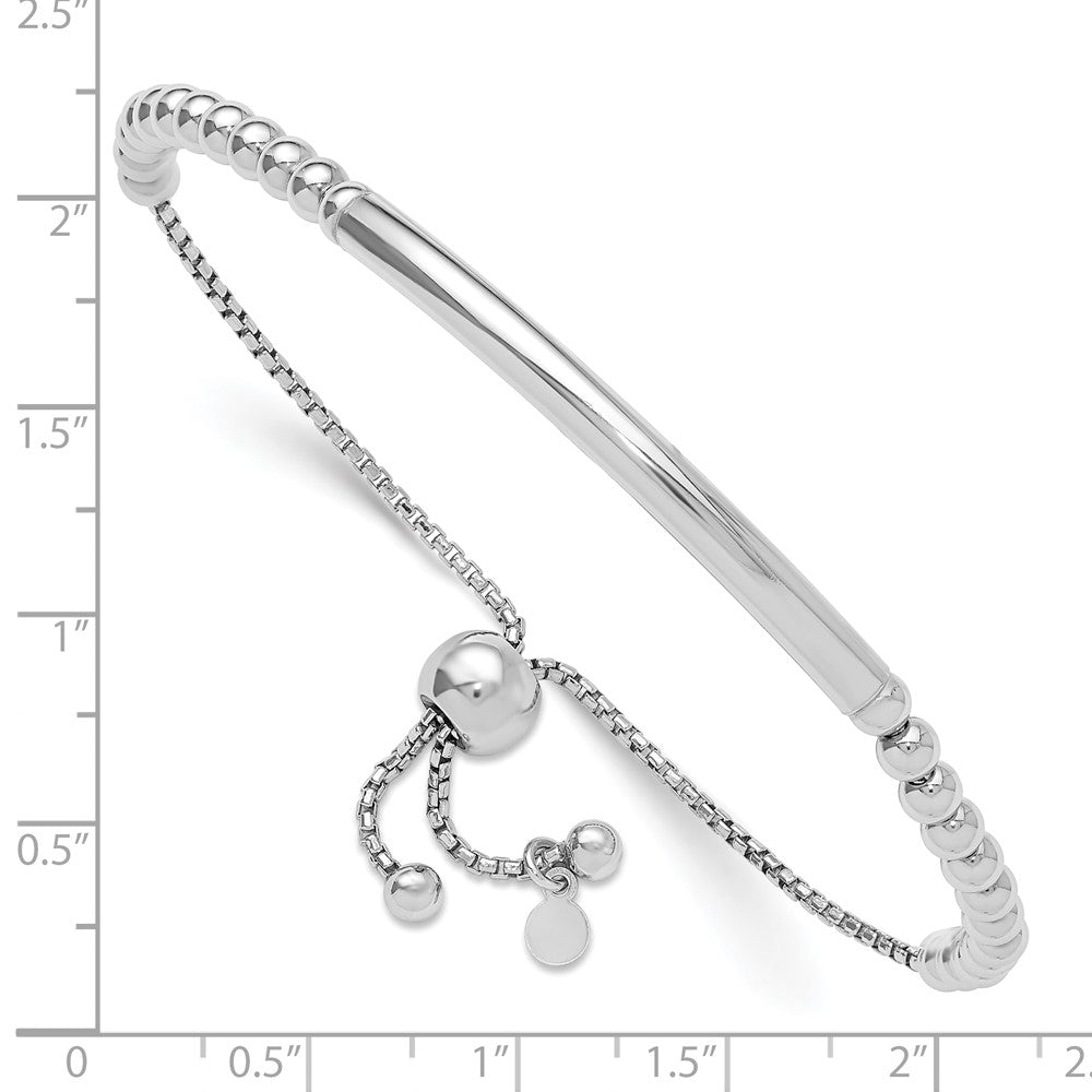 Leslie's Sterling Silver RH-plated Polished Beaded Adjustable Bracelet - Product Photo