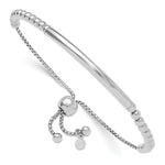 Leslie's Sterling Silver RH-plated Polished Beaded Adjustable Bracelet - Product Photo
