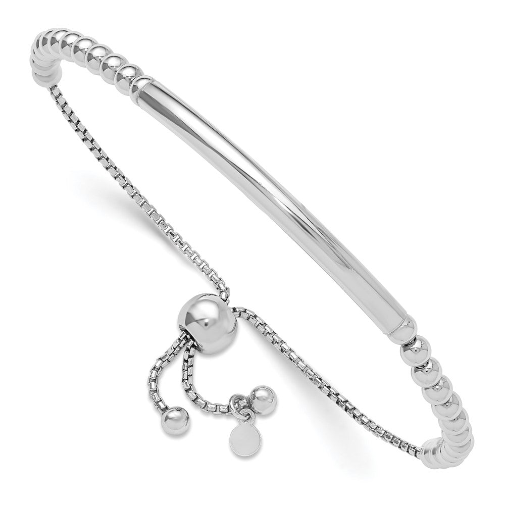 Leslie's Sterling Silver RH-plated Polished Beaded Adjustable Bracelet - Product Photo