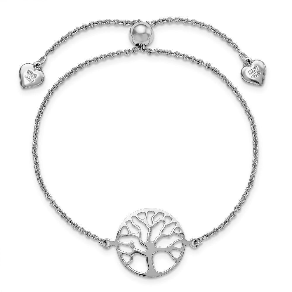 Leslie's Sterling Silver RH-plated Tree of Life Adjustable Bracelet - Product Photo
