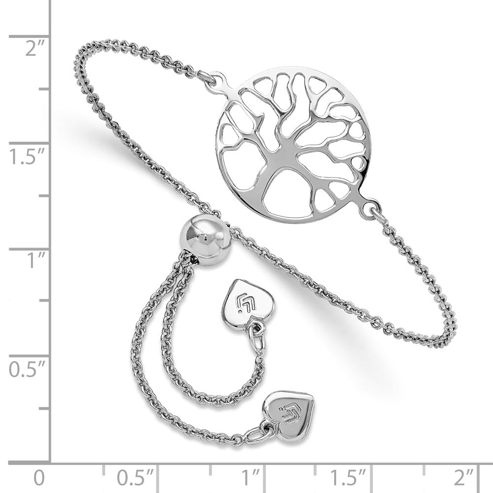 Leslie's Sterling Silver RH-plated Tree of Life Adjustable Bracelet - Product Photo