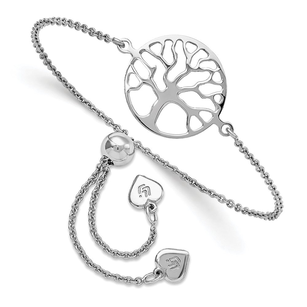 Leslie's Sterling Silver RH-plated Tree of Life Adjustable Bracelet - Product Photo