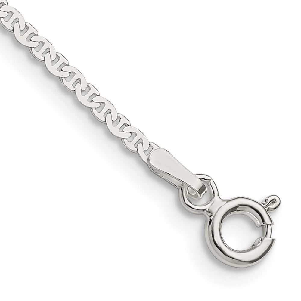 Sterling Silver 1.85mm Flat Anchor Chain Anklet Bracelet 7"-10" - Product Photo