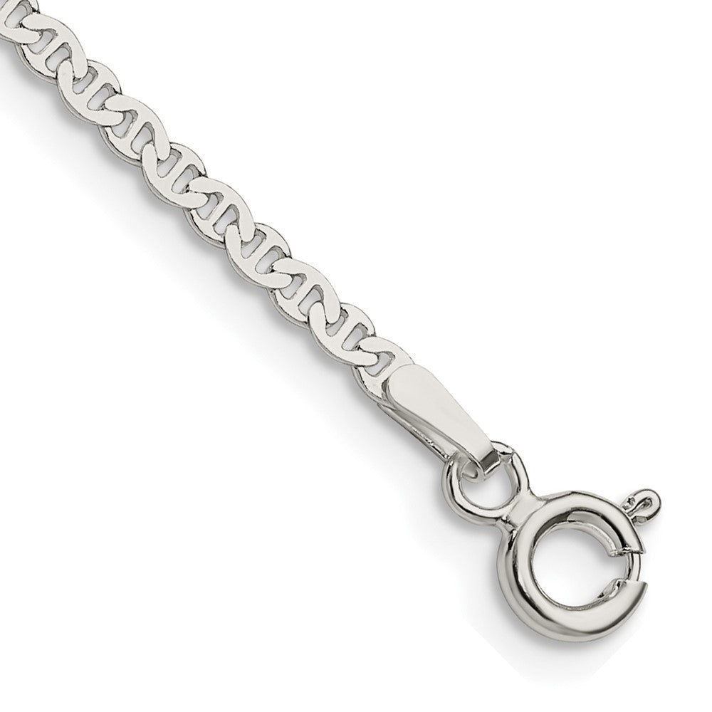 Sterling Silver 2.25mm Flat Anchor Chain Anklet Bracelet 7"-10" - Product Photo
