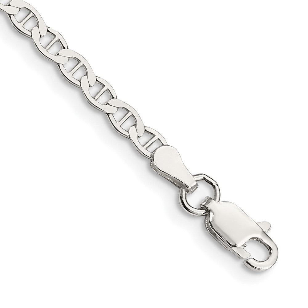 Sterling Silver 3.1mm Flat Anchor Chain Anklet Bracelet 7"-10" - Product Photo