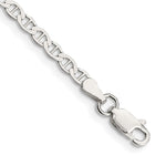 Sterling Silver 3.1mm Flat Anchor Chain Anklet Bracelet 7"-10" - Product Photo