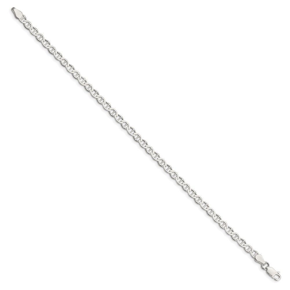 Sterling Silver 4mm Flat Anchor Chain Bracelet 7"-10" - Product Photo