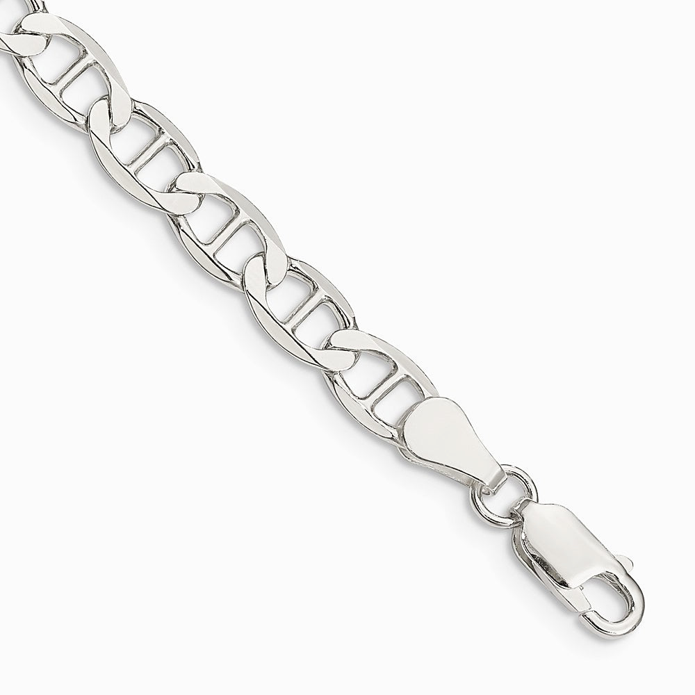 Sterling Silver 5.7mm Flat Anchor Chain Bracelet 7"-8" - Product Photo
