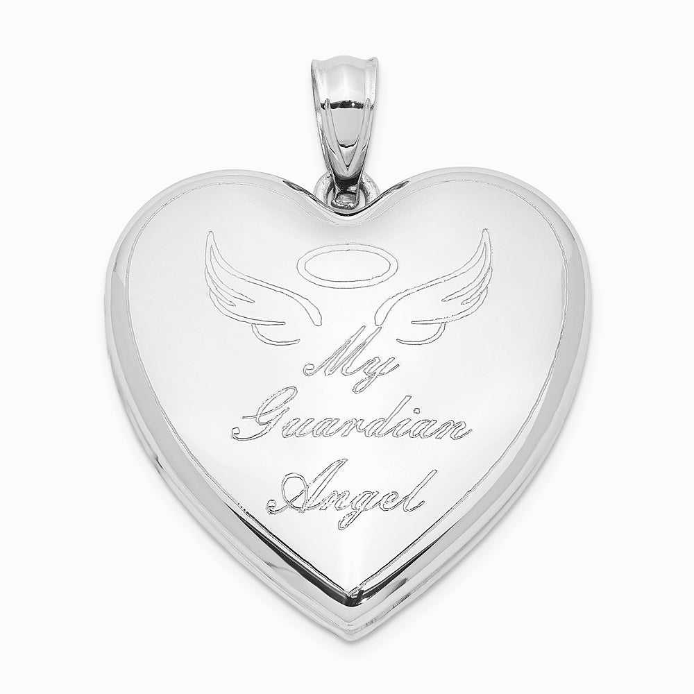 Sterling Silver Rhodium-plated Guardian Angel Ash Holder Heart Locket - Product Photo