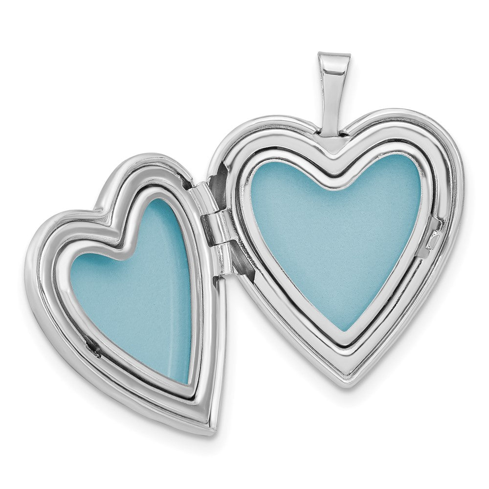 Sterling Silver Rhodium-plated Enameled Flower w/ Mom 20mm Heart Locket - Product Photo