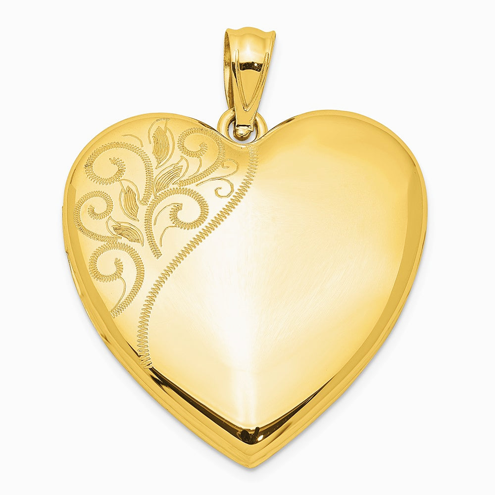 Sterling Silver Gold-plated 24mm Polished Swirl Heart Locket - Product Photo