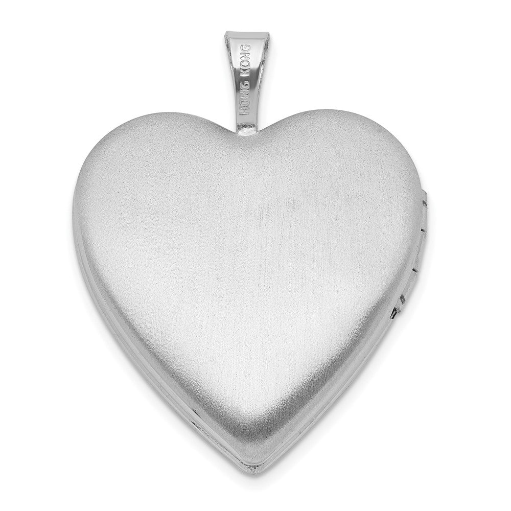 Sterling Silver Rhodium-plated Epoxy 20mm Floral Mom Heart Locket - Product Photo