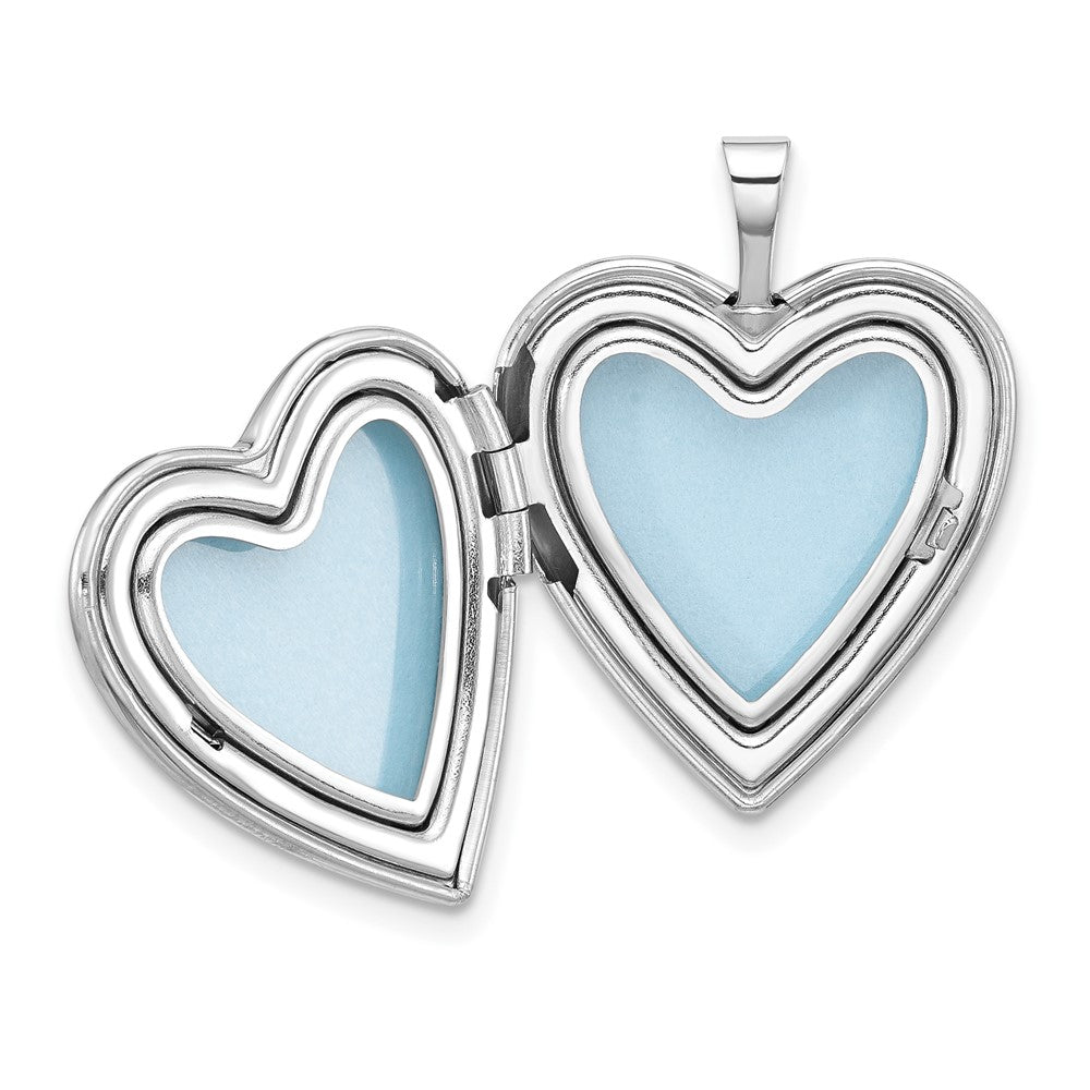 Sterling Silver Rhodium-plated Epoxy 20mm Floral Mom Heart Locket - Product Photo