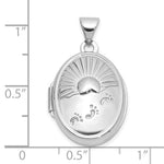 Sterling Silver Rhodium-Plated 19x15mm Foot Prints Reversible Oval Locket - Product Photo