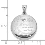 Sterling Silver Rh-plated Diamond 20mm Mom Moon/Stars Round Locket - Product Photo