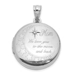 Sterling Silver Rh-plated Diamond 20mm Mom Moon/Stars Round Locket - Product Photo