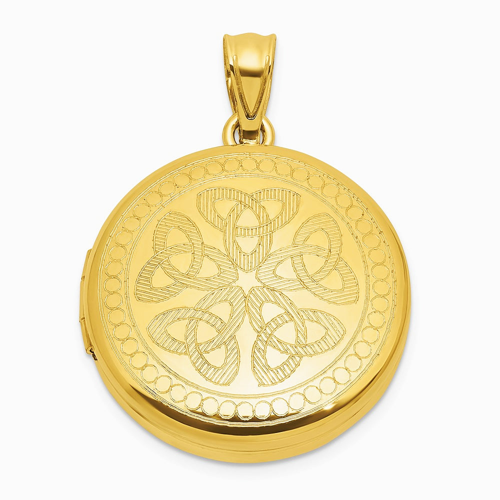 Sterling Silver Gold-plt Brushed / Polished Celtic Trinity 20 mm Round Locke