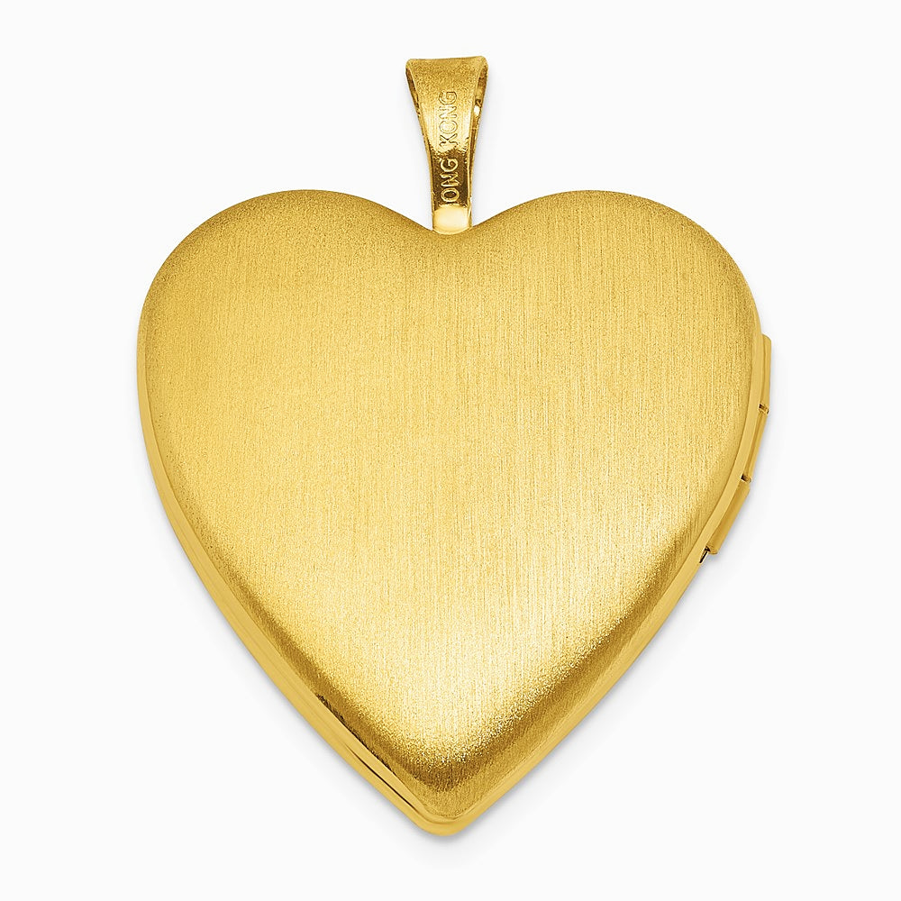 Sterling Silver Gold-Pl. Brushed / Pol. Pink Angel Resin Cameo 20mm Heart Locket - Product Photo