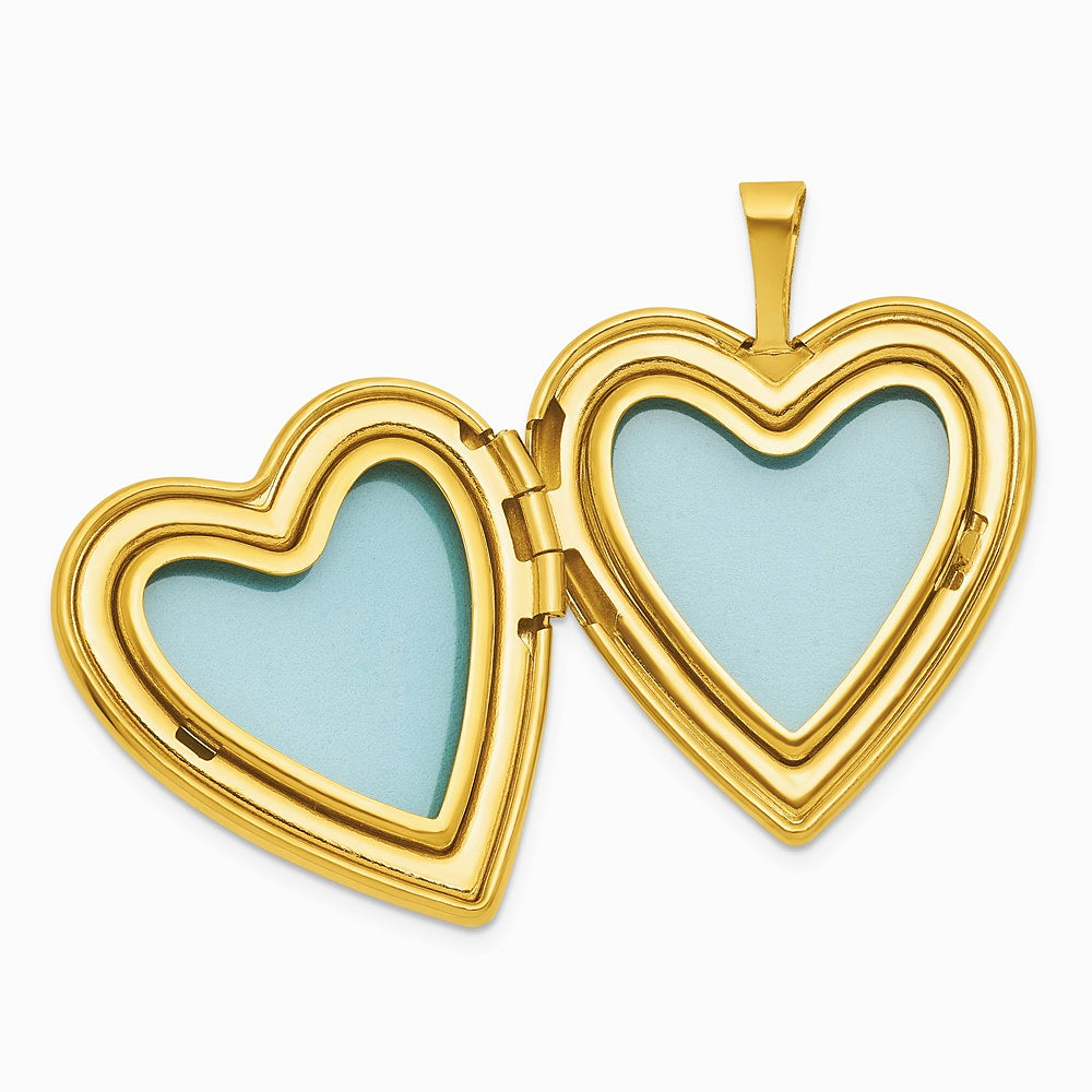 Sterling Silver Gold-Pl. Brushed / Pol. Pink Angel Resin Cameo 20mm Heart Locket - Product Photo