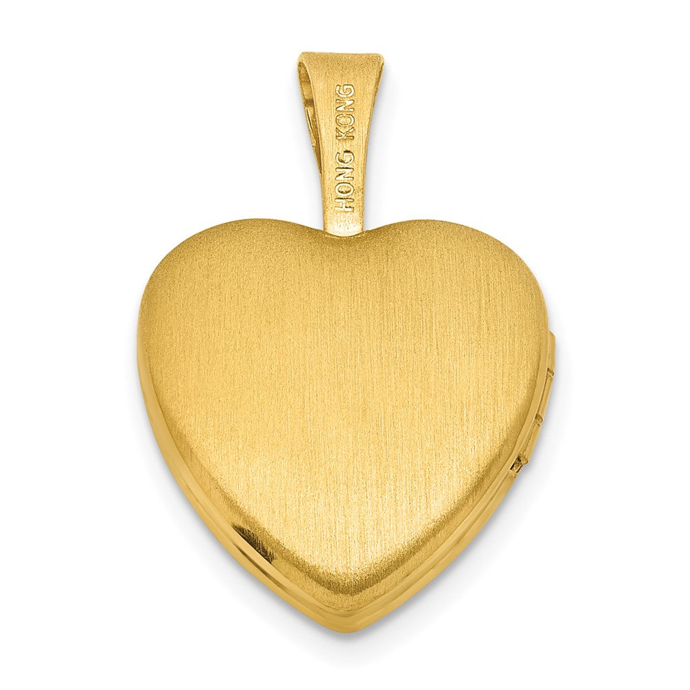 Sterling Silver Gold-plated Brushed And Polished Footprints 12mm Heart Locket - Product Photo