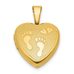 Sterling Silver Gold-plated Brushed And Polished Footprints 12mm Heart Locket - Product Photo