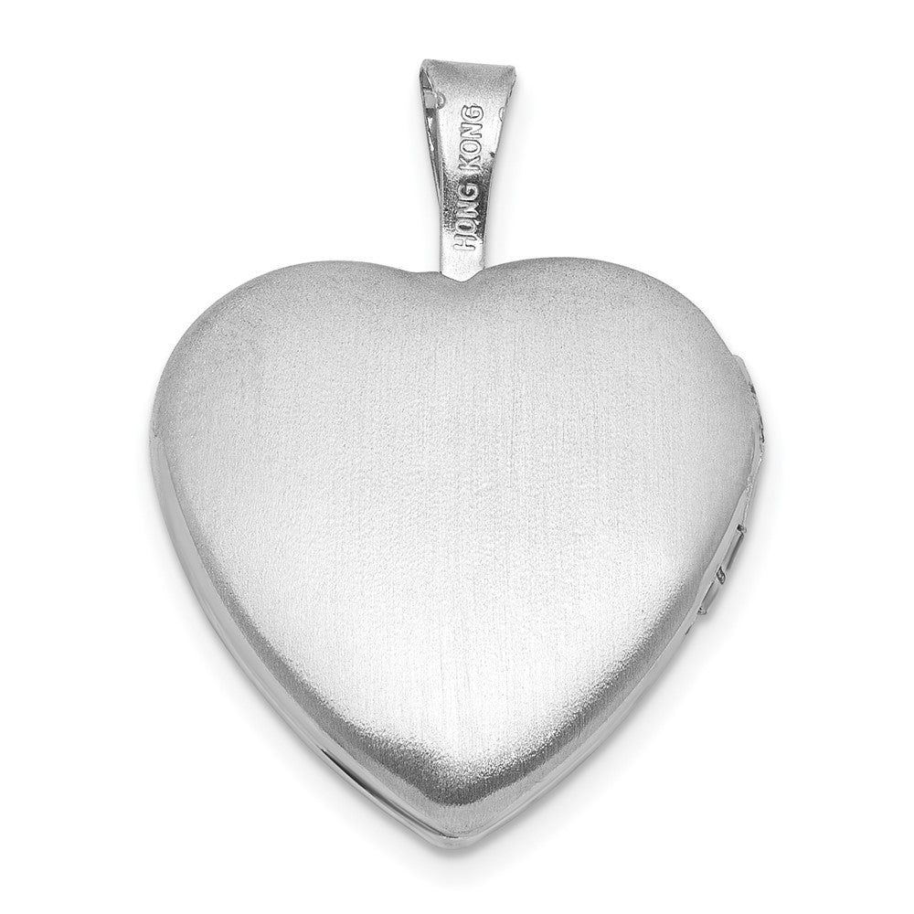Sterling Silver RH-pl Brushed And Polished Footprints And Star 16mm Heart Locket - Product Photo