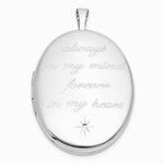 Sterling Silver RH-pl Brushed And Polished ALWAYS ON MY MIND... 26mm Oval Locket - Product Photo