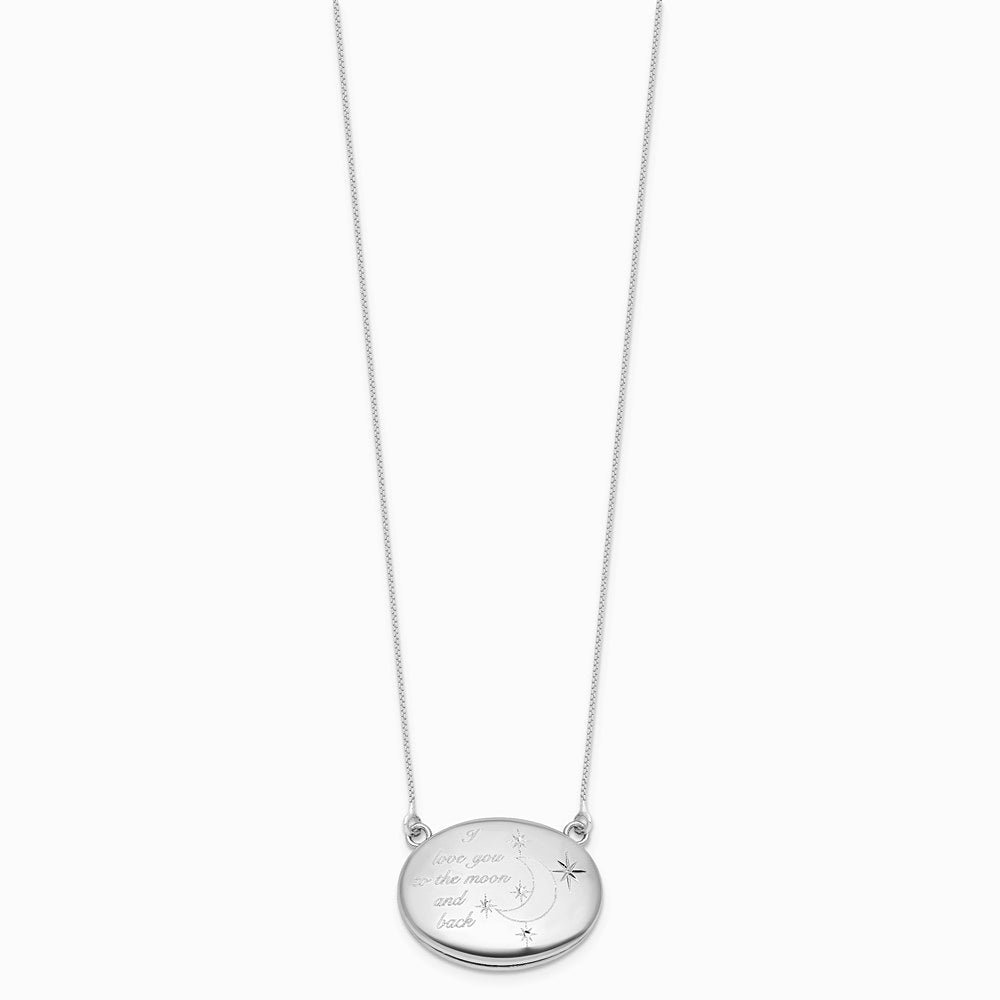 Sterling Silver -pl 20mm Oval Love You To The Moon.. Locket w/ 2 in ext. - Product Photo