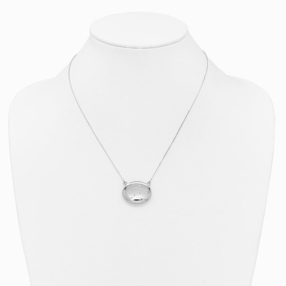Sterling Silver -pl 20mm Oval Love You To The Moon.. Locket w/ 2 in ext. - Product Photo