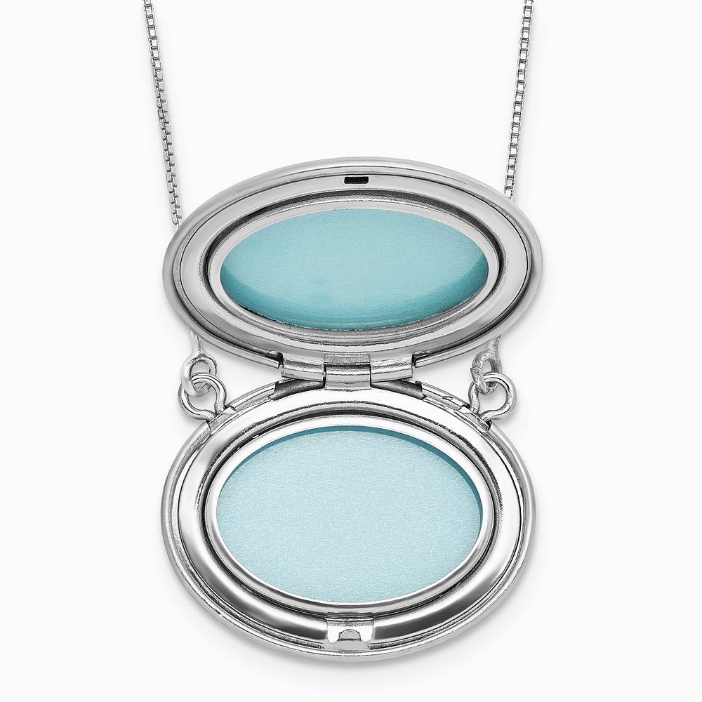 Sterling Silver -pl 20mm Oval Love You To The Moon.. Locket w/ 2 in ext. - Product Photo
