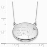 Sterling Silver -pl 20mm Oval Love You To The Moon.. Locket w/ 2 in ext. - Product Photo