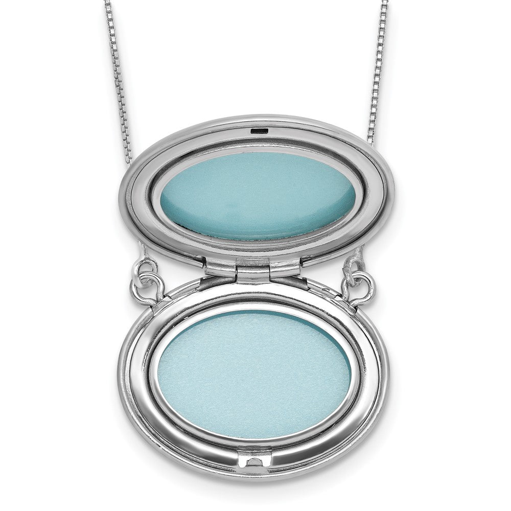 Sterling Silver RH-pl 20mm Oval Mom Epoxy Flower Locket with 2 in ext. Necklace - Product Photo