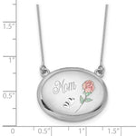 Sterling Silver RH-pl 20mm Oval Mom Epoxy Flower Locket with 2 in ext. Necklace - Product Photo