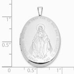 Sterling Silver RH-pl Brushed And Polished Miraculous Medal 20mm Oval Locket - Product Photo