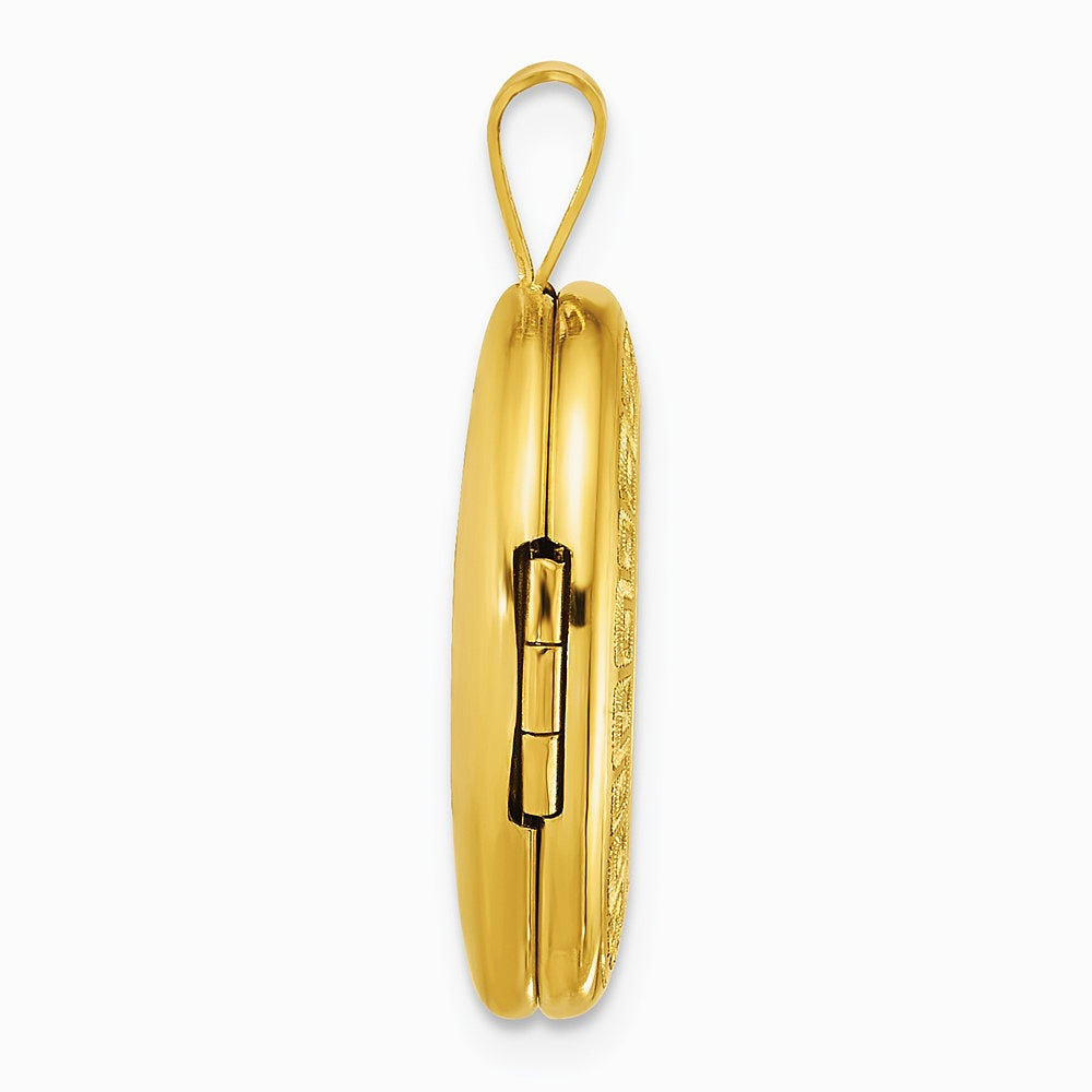 Sterling Silver Gold-plated Brushed And Polished Greek Key 19mm Oval Locket - Product Photo