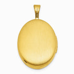 Sterling Silver Gold-plated Brushed And Polished Greek Key 19mm Oval Locket - Product Photo