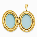 Sterling Silver Gold-plated Brushed And Polished Greek Key 19mm Oval Locket - Product Photo