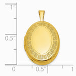 Sterling Silver Gold-plated Brushed And Polished Greek Key 19mm Oval Locket - Product Photo